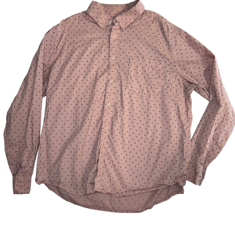 Goodfellow & Co Men’s Button‎ Down Shirt | Pink Triangle Print | Size XL